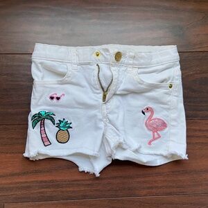H&M  Girls White Denim Jean Shorts Cutoffs Jean Cotton Shorts Flamingo
